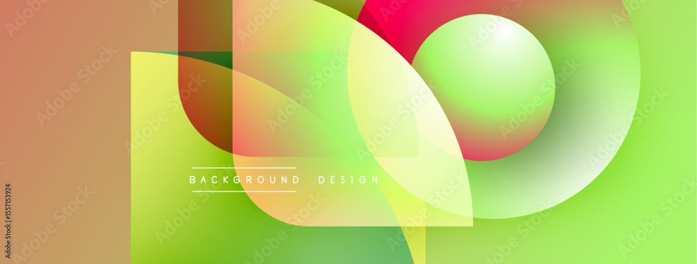 Aufkleber Abstract geometric shapes overlap. Vibrant colors blend, creating modern background design. Smooth gradients offer visual interest.