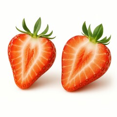 A juicy half strawberry isolated on a clean white background — evoking freshness, indulgence, and natural sweetness. Ideal for food branding, packaging, wellness visuals, seasonal product campaigns