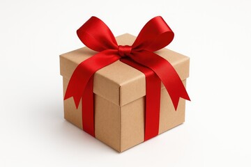 Obraz premium Festive Gift Box with Satin Ribbon on a White Background