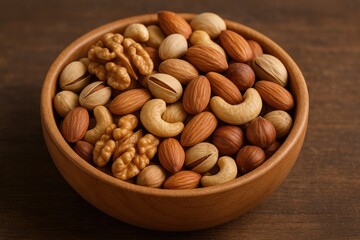 A handful of mixed nuts in a bowl