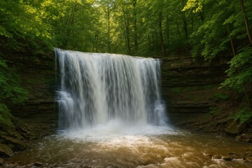 Obraz premium The 10-meter cascade in the border region