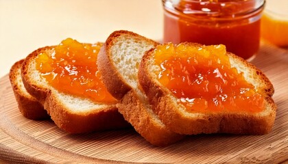 sliced bread with orange marmalade spread AI generated