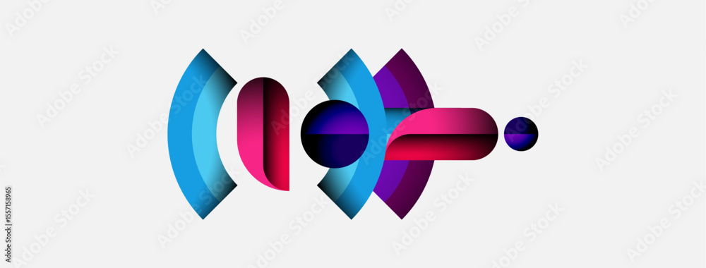 Poster abstract graphic design featuring overlapping colorful shapes. modern aesthetic, vibrant hues, dynam