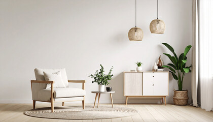 Modern Interior Background with Wall Mock Up and Realistic 3D Render Design

