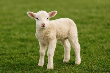 Fototapeta premium Sheep and lamb farm with wool-producing animals