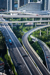 Aerial view of city viaduct