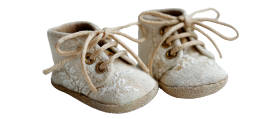 Adorable infant shoes for babies in soft fabric.