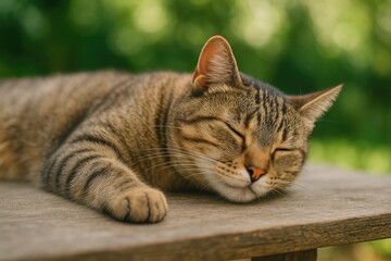 A feline resting atop a surface