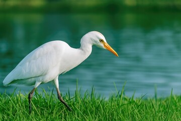 A bird hunting for its meal in the wild