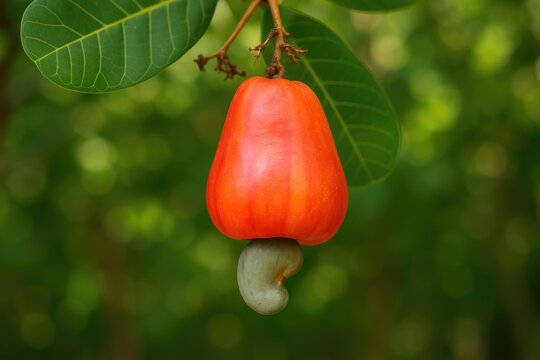 The unique process of cashew nut development from its fruit