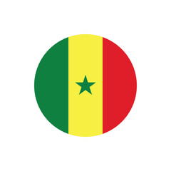 Senegal round national flag icon vector design for independence day celebration on transparent background, editable patriotic graphic illustration