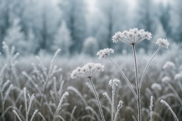 Ice-coated foliage on a chilly winter morning