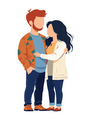 Couple in Autumn Clothing Embrace