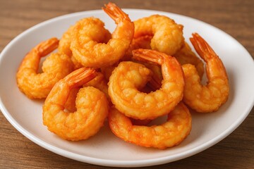 Naklejka premium Crispy, sweet, and tasty fried prawns for a delightful treat