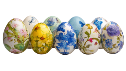 Colorful decorative Easter eggs on display.