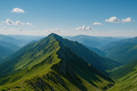 Sweeping panorama of the legendary mountain's elongated ridge