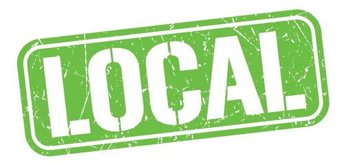 LOCAL text written on green stamp sign.