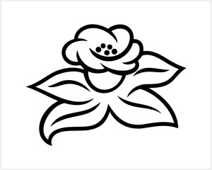 Narcissus isolated Stencil doodle flower Hand drawing art line Vector stock illustration