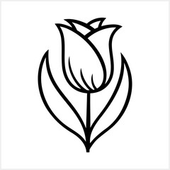 Outline tulip isolated Coloring page book Doodle flower Hand drawn art line Vector stock illustration