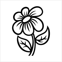 Flower clipart isolated. Cartoon outline icon. Vector stock illustration