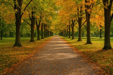 Naklejka premium Tree-lined park alley for a peaceful walk