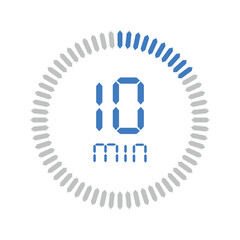 Timer 10 minute. Stopwatch isolated set icons. Countdown timer symbol icon set. vector illustration.