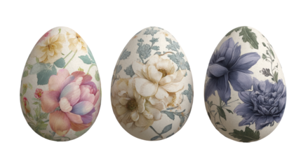 Decorative eggs featuring beautiful floral designs.