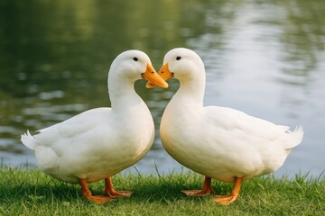 Obraz premium Twin ducks resting together