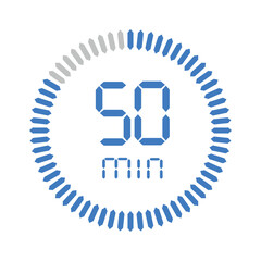 Timer 50 minute. Stopwatch isolated set icons. Countdown timer symbol icon set. vector illustration.