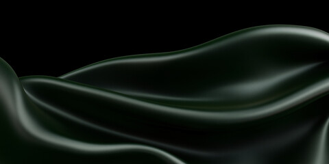 Obraz premium abstract green fluid silk fabric with flowing curves, design background 