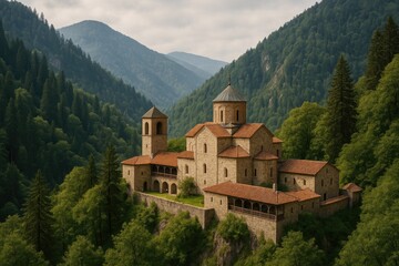 Mountain monastery dedicated to Orthodox traditions