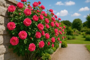 Fototapeta premium Flowers flourishing along the street wall