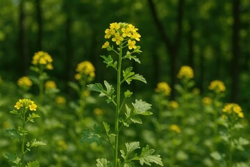 Obraz premium Plant and flower varieties: Rorippa indica, Indian marsh cress, and other yellow cress species