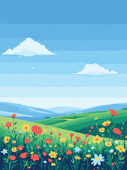 landscape with flowers