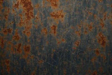 Fototapeta premium Rust and scratches on a weathered painted metallic surface