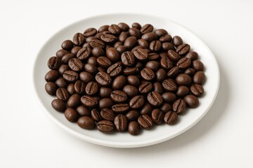 Fototapeta premium Coffee beans that have been roasted, isolated on a white backdrop