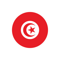 Obraz premium Tunisia round national flag icon vector design for independence day celebration on transparent background, editable modern patriotic style