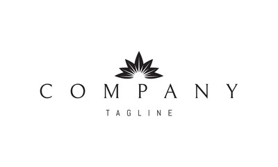A vector logo featuring an abstract image a sun with radiant rays shining behind stylized leaves.