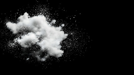 Obraz premium White powder explosion, black background, studio shot, design element