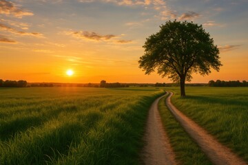 Obraz premium Countryside scenery during twilight