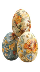 Intricately decorated Easter eggs display artistry.