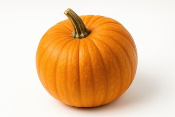 Fresh orange pumpkin on a plain white backdrop