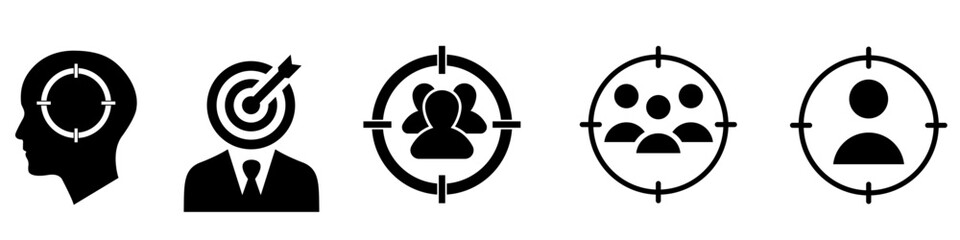 Headhunting vector icon set. Human resources illustration sign collection. HR symbol. Head hunting web icons.