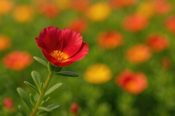 Fototapeta premium Close-up of a small, delicate flower with a half-open bloom in a vibrant summer garden