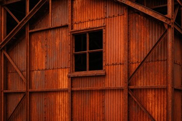 Naklejka premium Ancient deteriorated metallic framework remnants