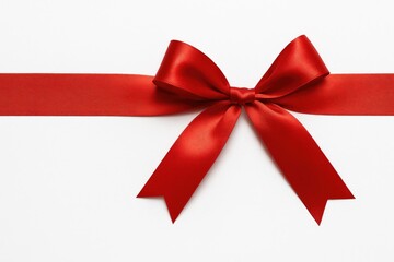 Elegant red satin bow for gift wrapping on a white background