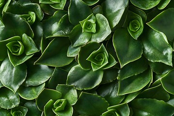 Fototapeta premium A detailed close-up of vibrant bright green succulent leaves, showcasing their intricate shapes, textures, and natural structures in sharp focus and vivid detail.