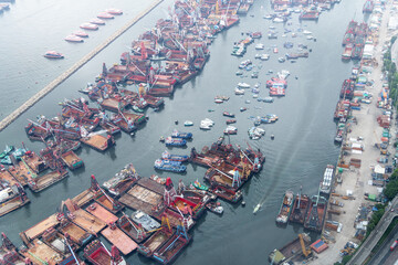 Aerial view of container port