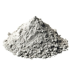 Pile of grey cement powder on transparent background