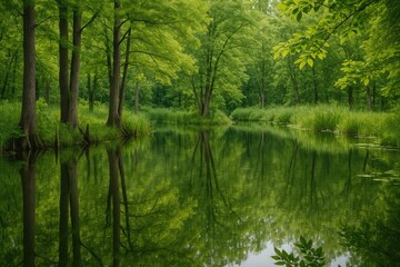 Fototapeta premium Mirror-like surface of a marshland